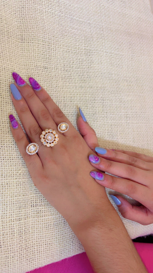 White Tisha Polki Ring