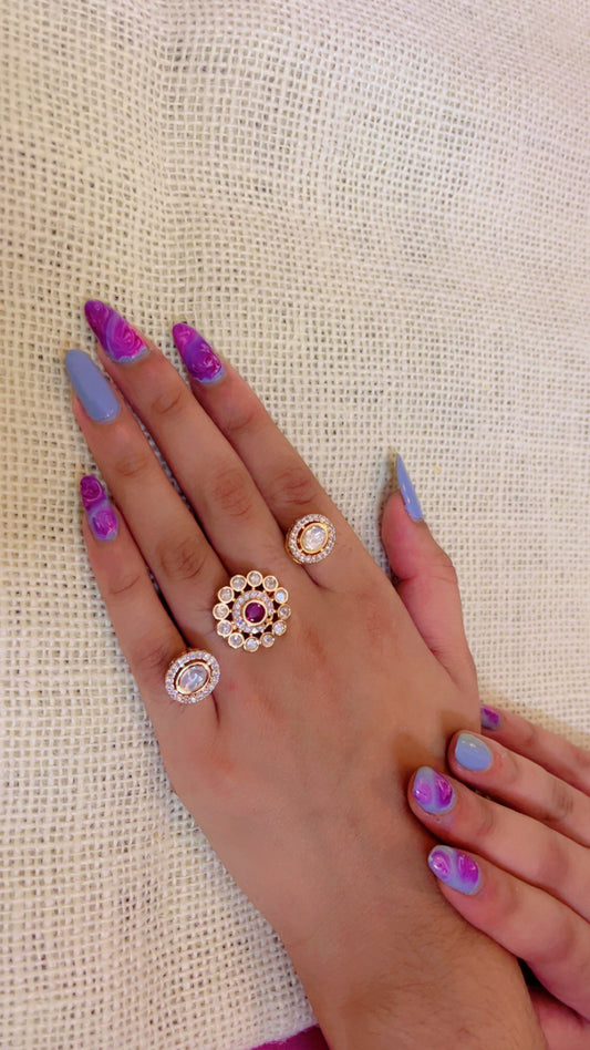 Red Tisha Polki Ring