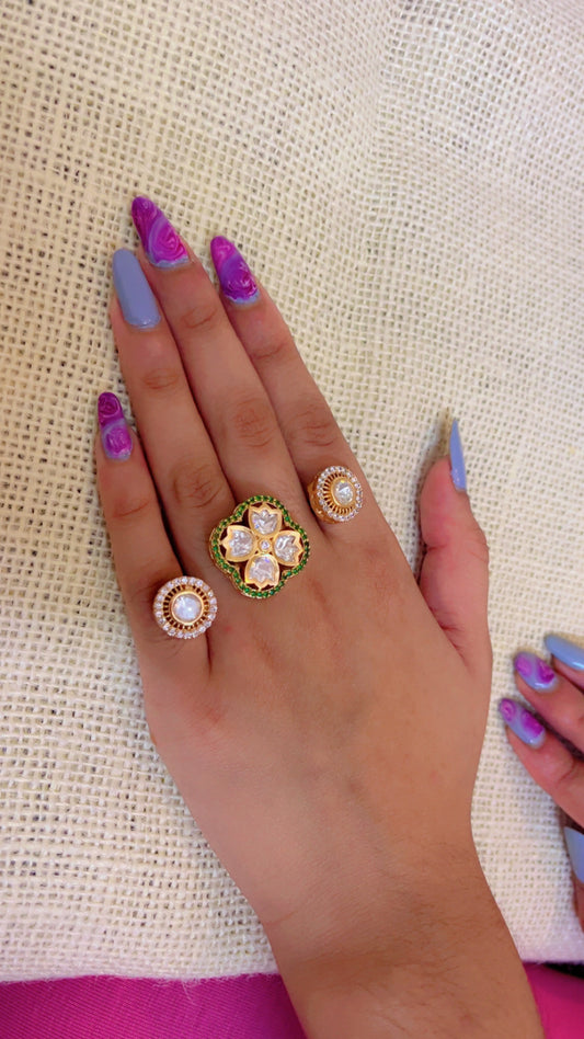 Green Myra Polki Ring