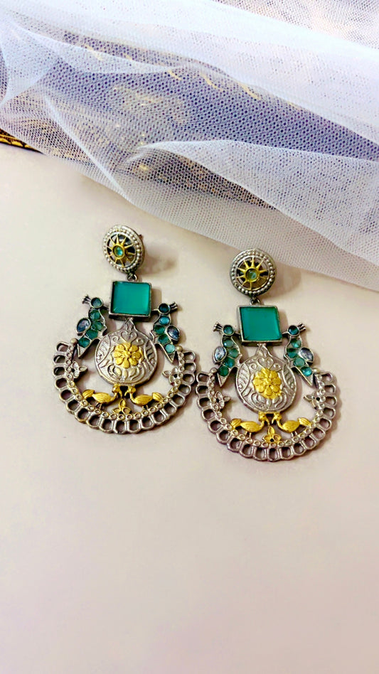 Green Malika Silver Earring