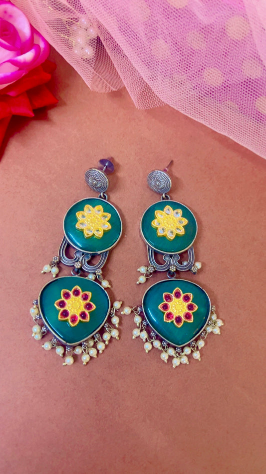 Mint Kanchan Silver Earring