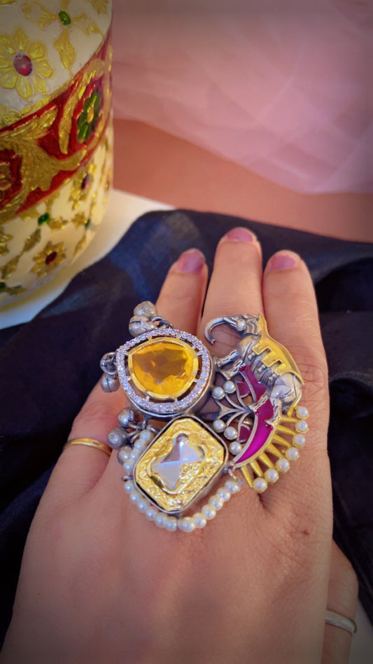 Yellow Stuti Silver Ring