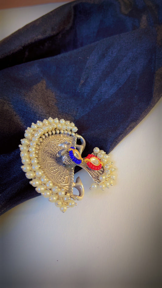 Blue Nimrat Silver Ring