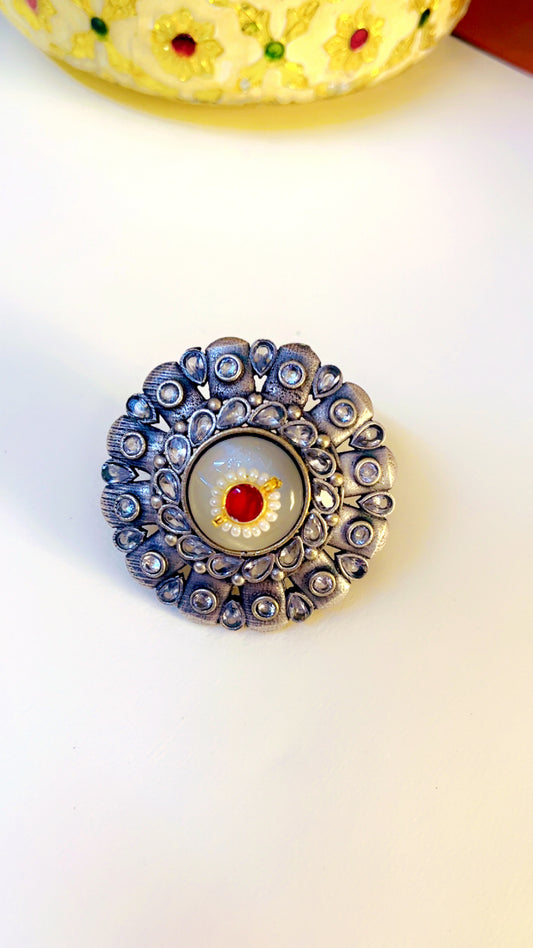 White Sudipta Silver Ring