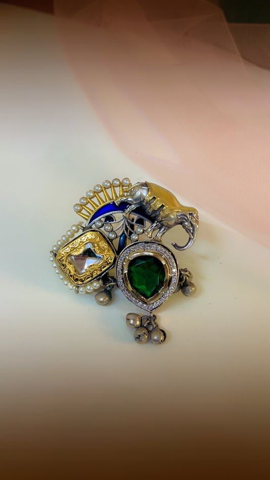 Green Stuti Silver Ring