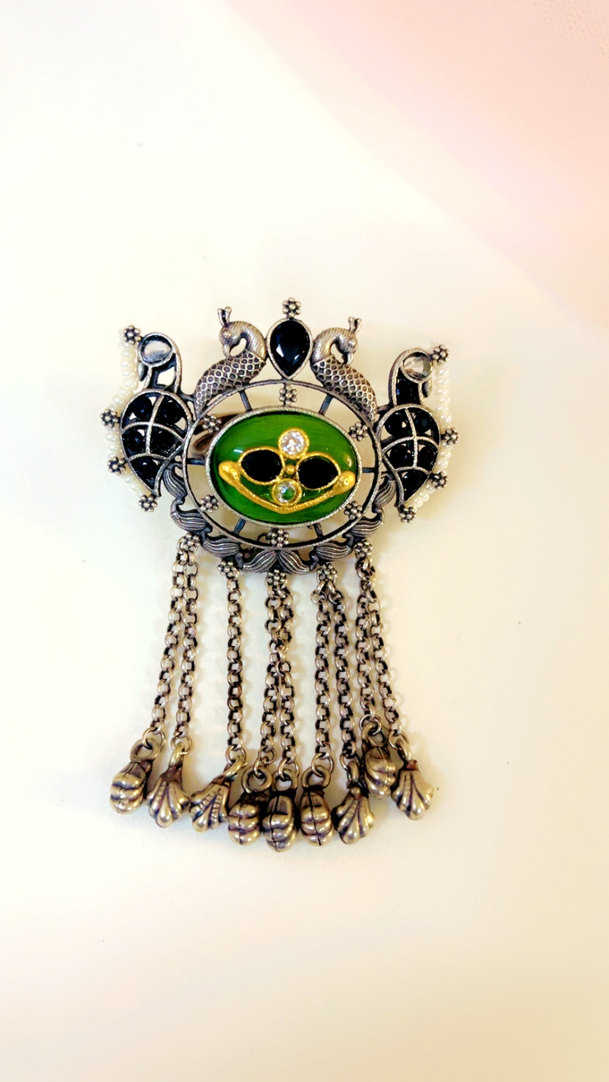 Green Vinika Silver Ring