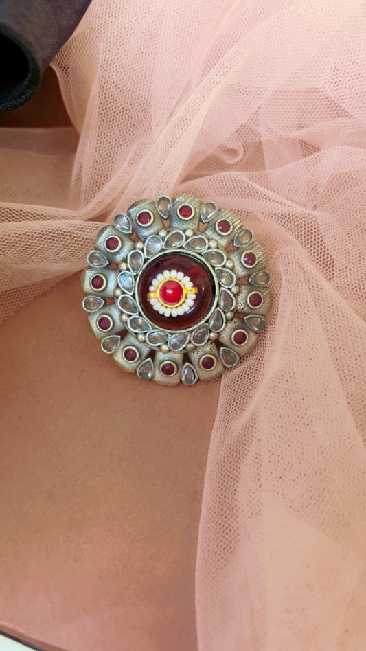 Red Sudipta Silver Ring