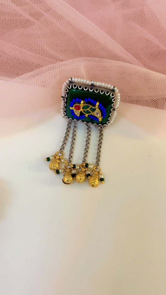 Green Vashika Silver Ring