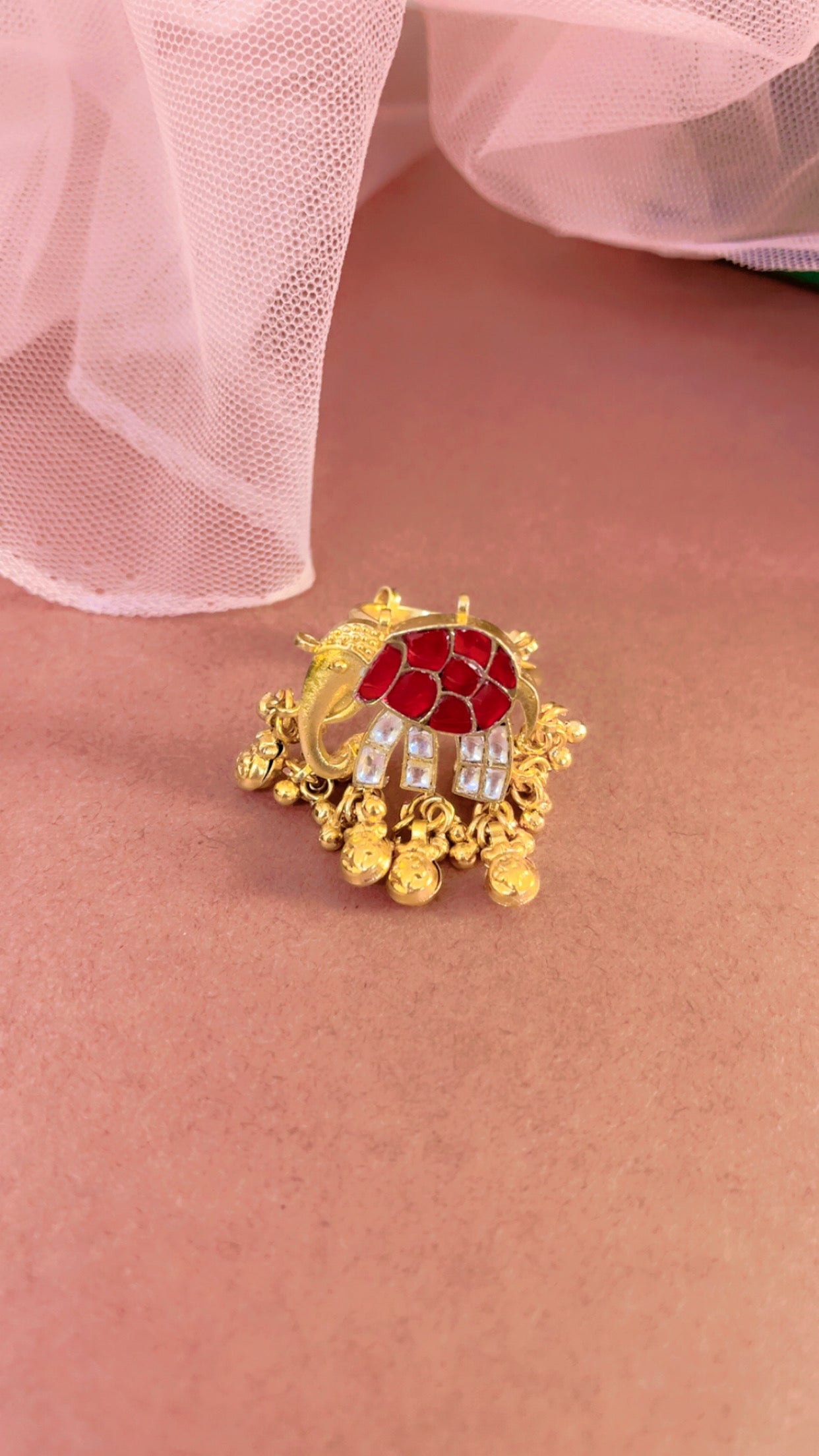 Pink Sindhu Silver Ring