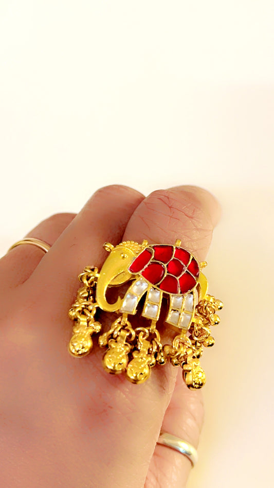 Pink Sindhu Silver Ring