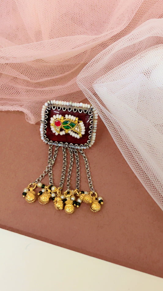 Red Vashika Silver Ring