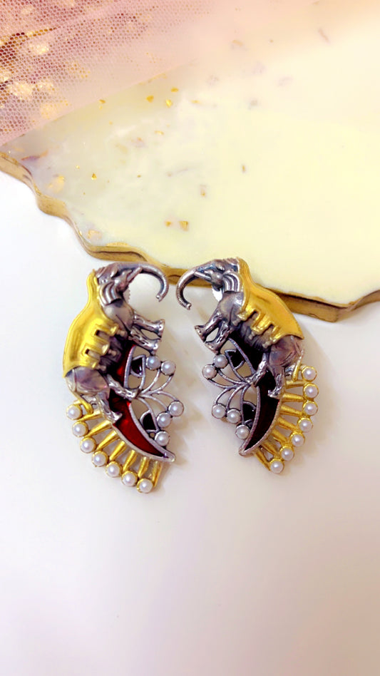 Red Varan Silver Earring